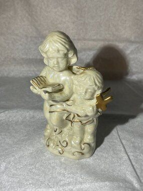 Vintage Heavenly Cherub Angel Figurine Porcelain Iridescent K's Collection (144)